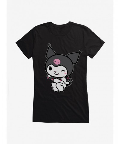 Kuromi Flirty Wink Girls T-Shirt $6.77 T-Shirts