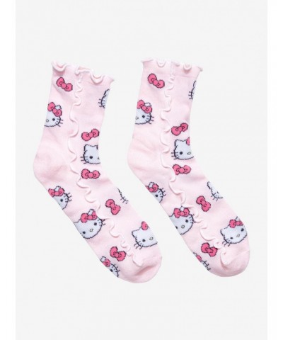 Hello Kitty Faces & Bows Lettuce Trim Ankle Socks $2.37 Socks