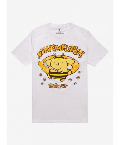 Pompompurin Honey Bee Boyfriend Fit Girls T-Shirt $7.17 T-Shirts
