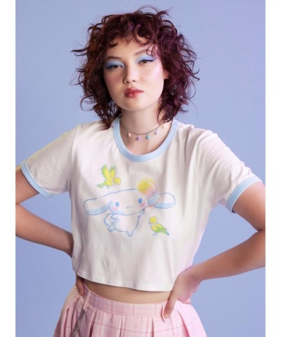 Cinnamoroll Birds Girls Crop Ringer T-Shirt $10.11 T-Shirts